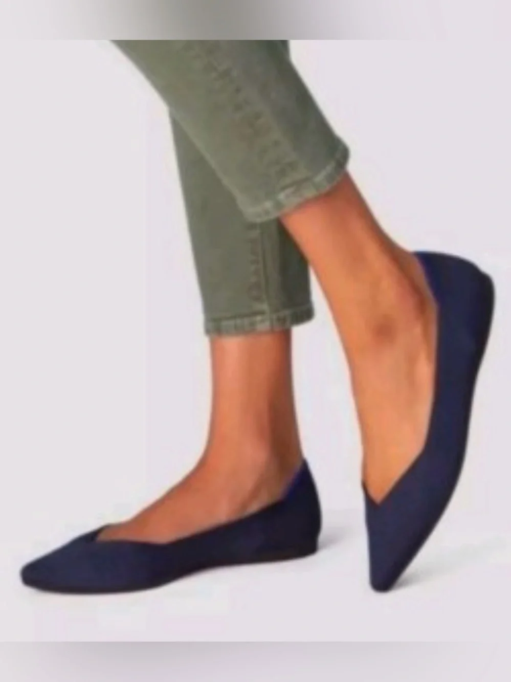 Rothy’s The Point Ballet Flat in Navy with Blue Trim - Picture 8 of 8
